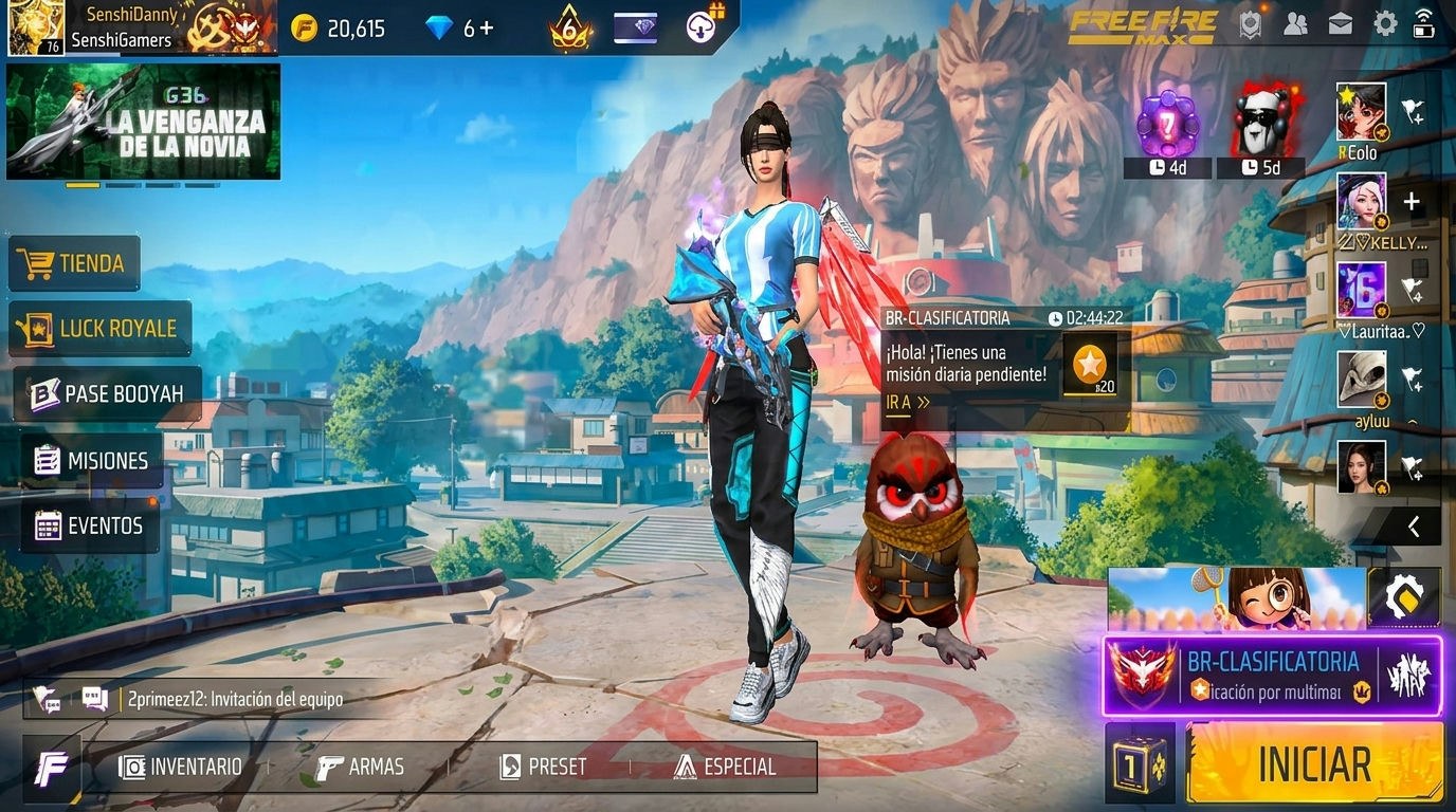 Lobby de Free Fire con el botón de modo