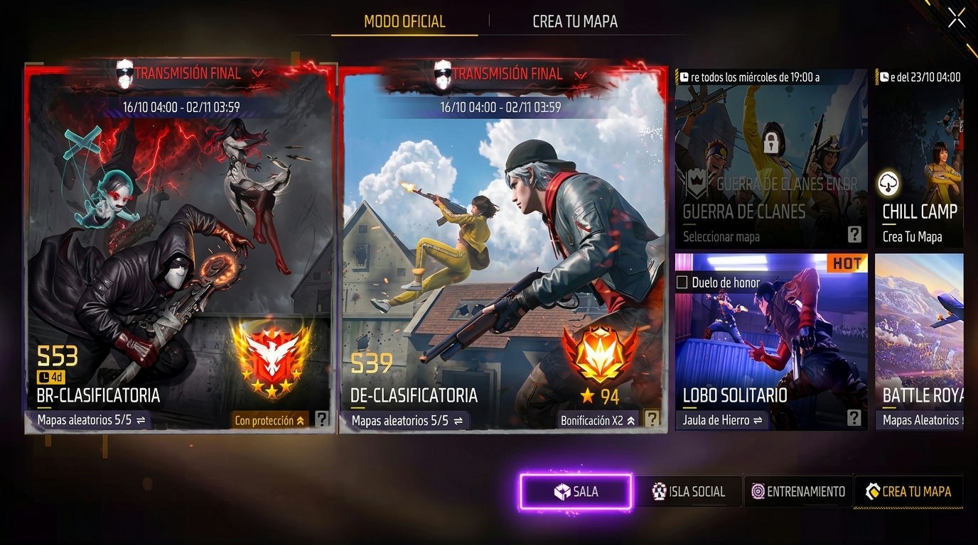 Selección de modos de Free Fire