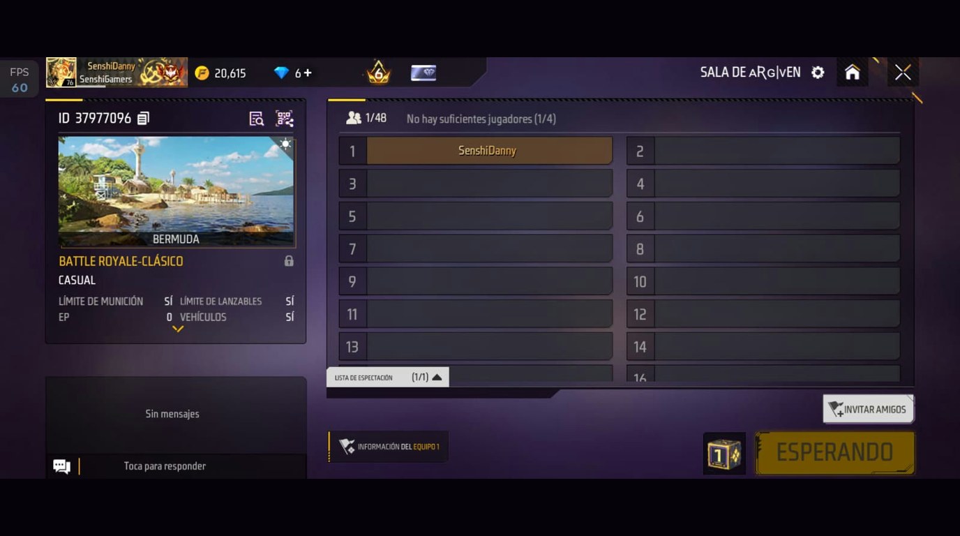 Dentro de la sala de Free Fire